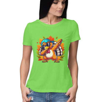 Dabbing Turkey Women's T-Shirt Liril Green Printrove