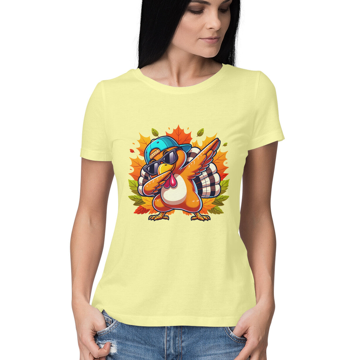 Dabbing Turkey Women's T-Shirt Butter Yellow Printrove