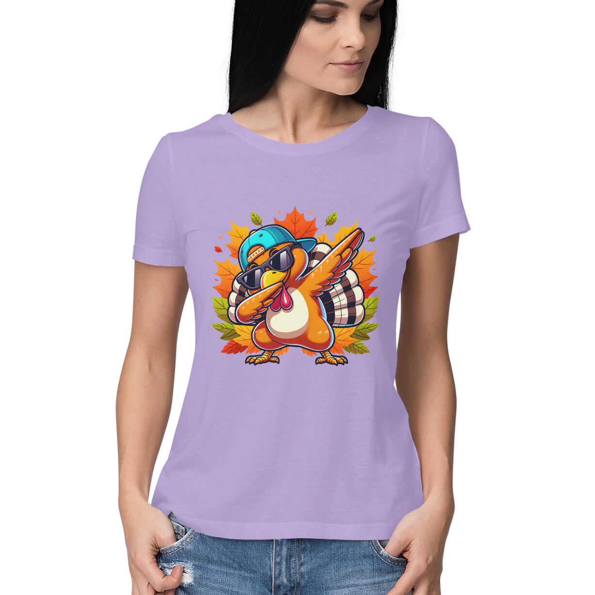 Dabbing Turkey Women's T-Shirt Iris Lavender Printrove