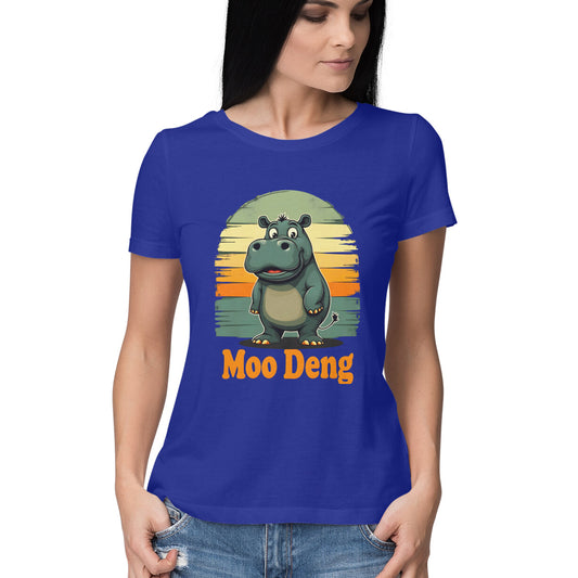 Moo Deng Women's T-Shirt Royal Blue Printrove
