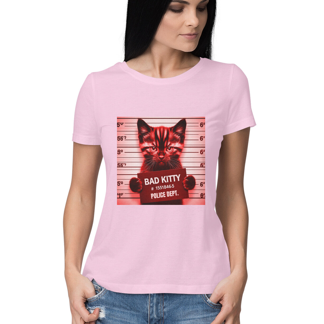Bad Kitty Women's T-Shirt Light Pink Printrove