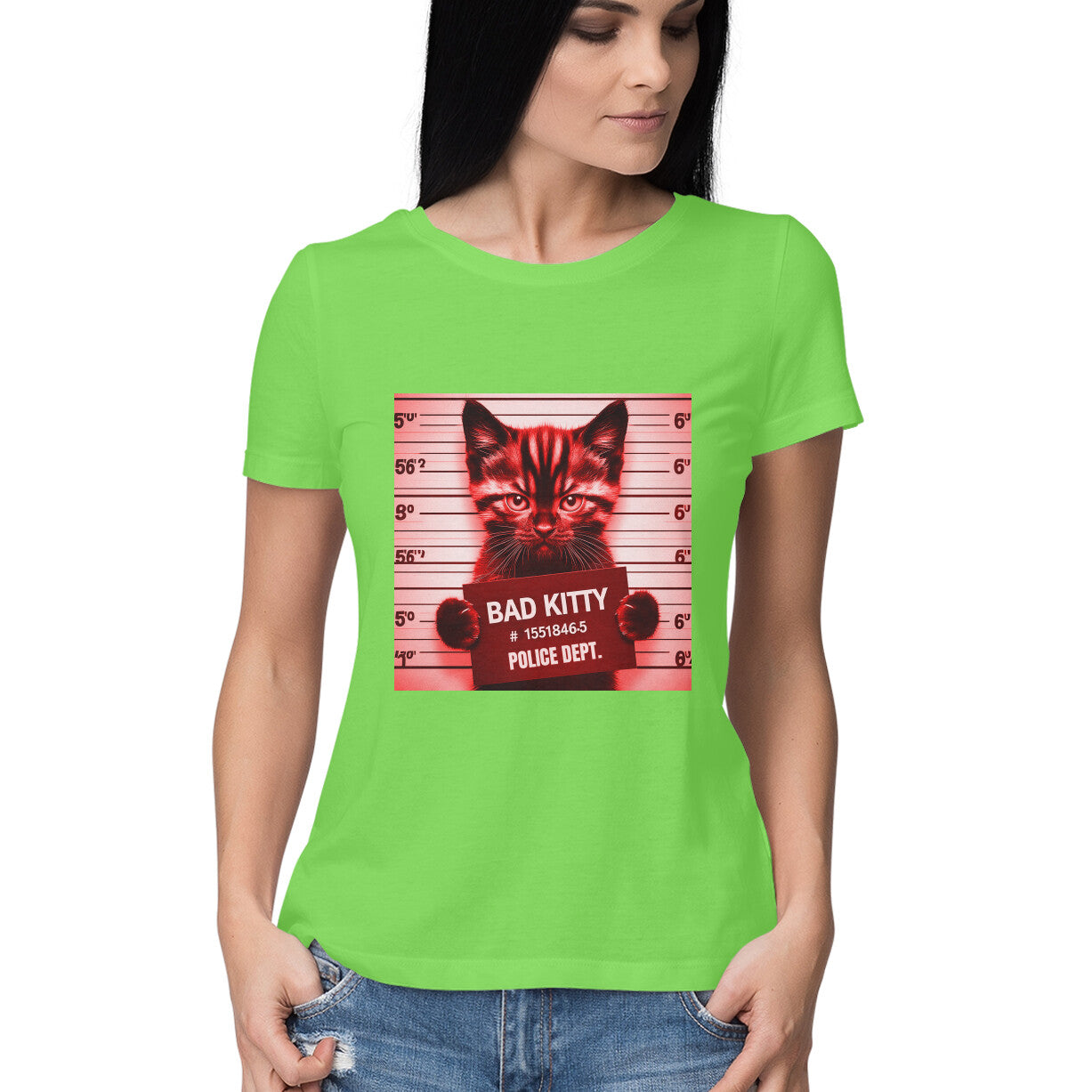 Bad Kitty Women's T-Shirt Liril Green Printrove