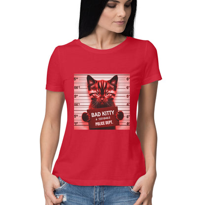 Bad Kitty Women's T-Shirt Red Printrove