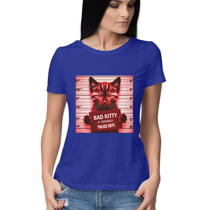 Bad Kitty Women's T-Shirt Royal Blue Printrove