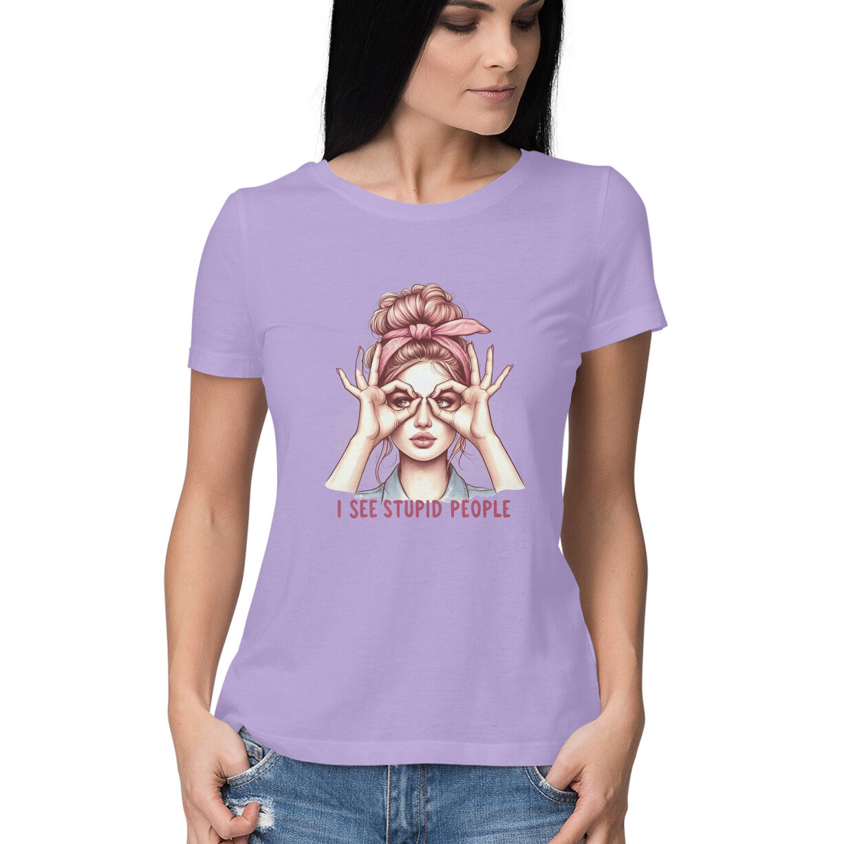 I See Stupid People Women's T-Shirt Iris Lavender Printrove