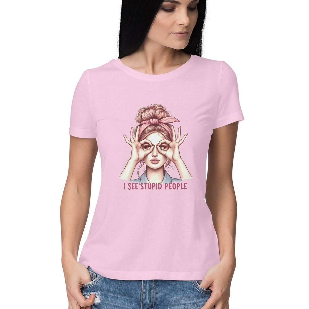 I See Stupid People Women's T-Shirt Light Pink Printrove
