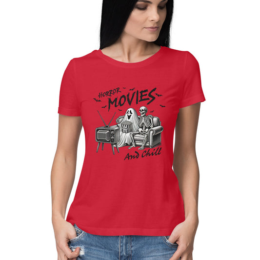 Horror Movies & Chill Women's T-Shirt Red Printrove