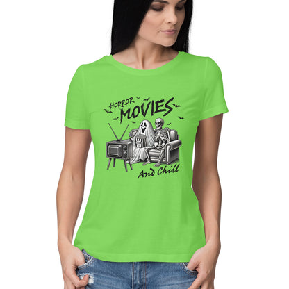 Horror Movies & Chill Women's T-Shirt Liril Green Printrove