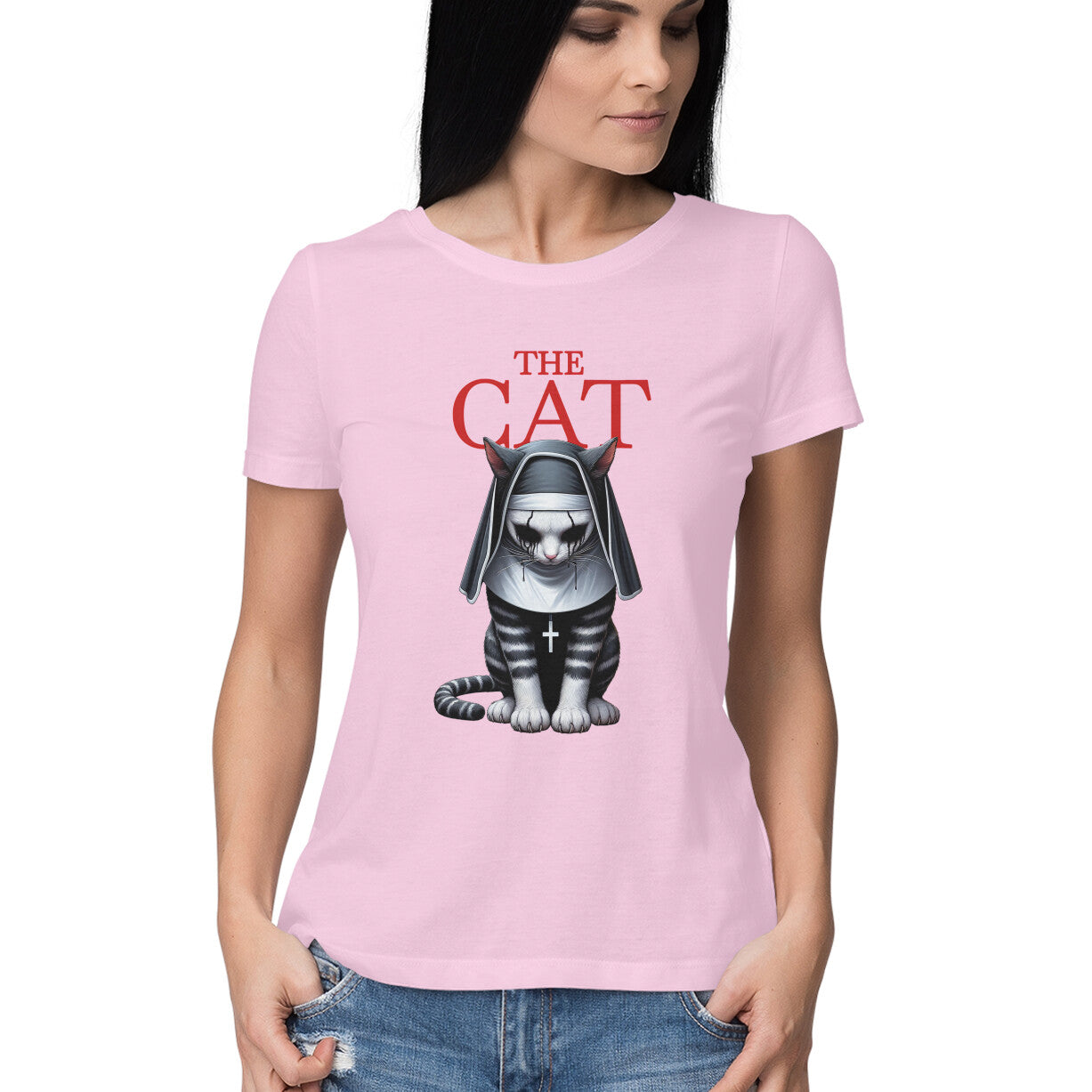 The Cat Nun Women's T-Shirt Light Pink Printrove