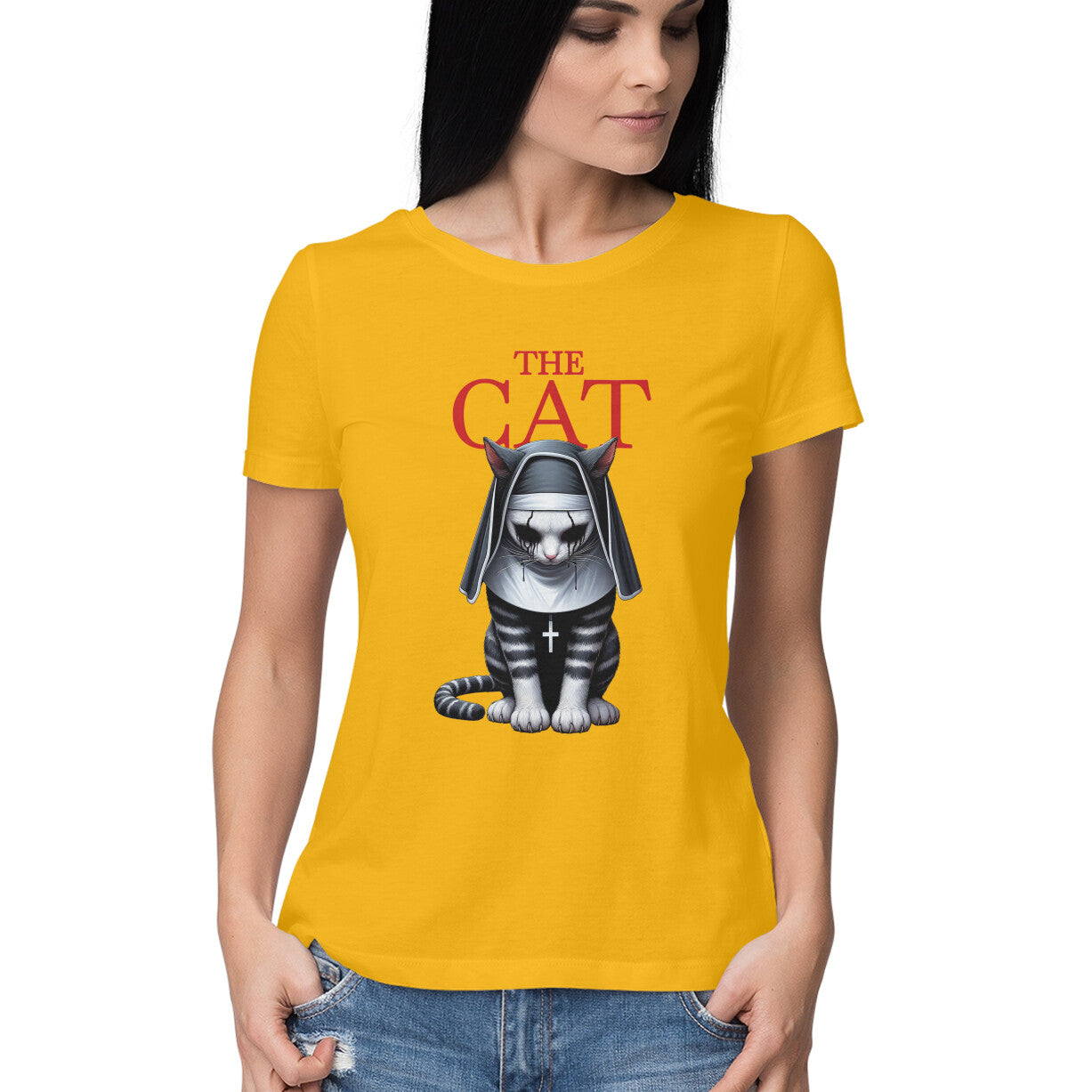 The Cat Nun Women's T-Shirt Golden Yellow Printrove