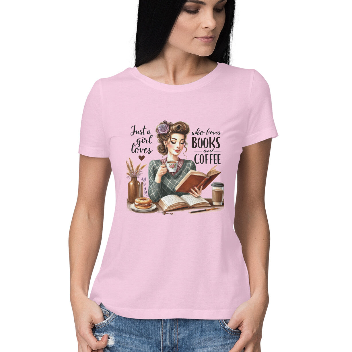 Just A Girl Who Loves Women's T-Shirt Light Pink Printrove