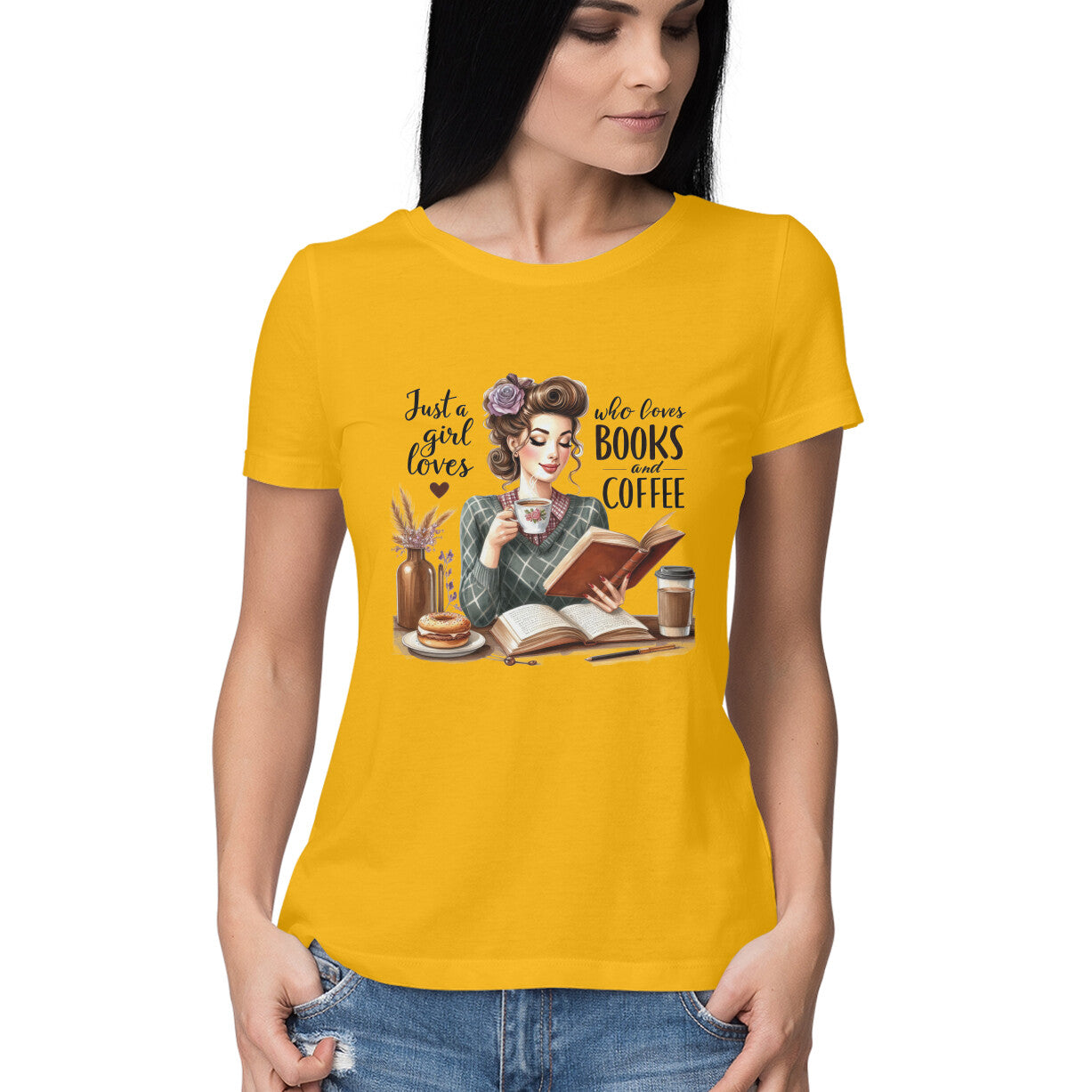 Just A Girl Who Loves Women's T-Shirt Golden Yellow Printrove