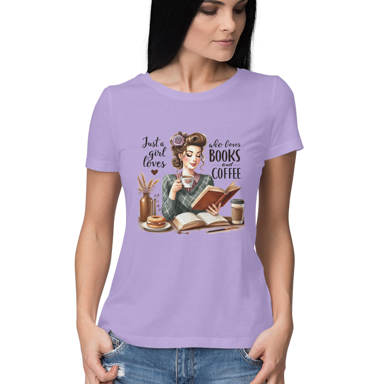 Just A Girl Who Loves Women's T-Shirt Iris Lavender Printrove