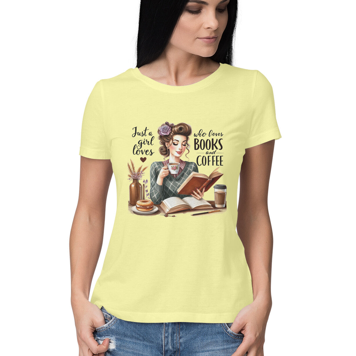 Just A Girl Who Loves Women's T-Shirt Butter Yellow Printrove
