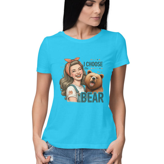 I Choose The Bear Women's T-Shirt Sky Blue Printrove