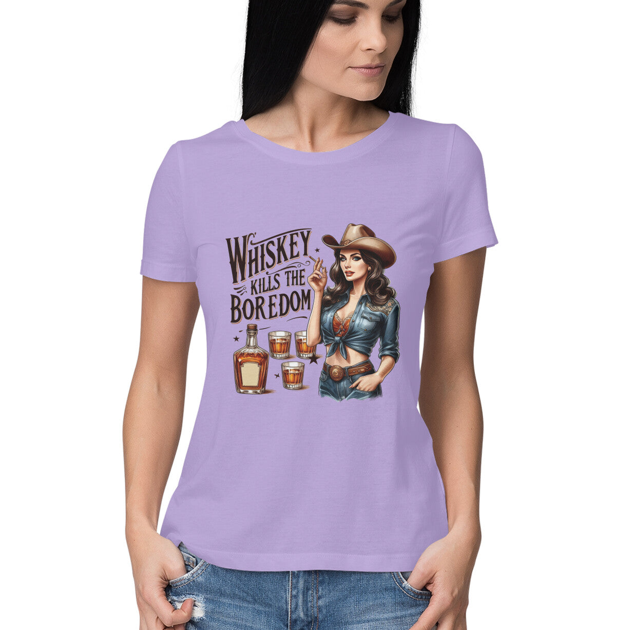 Whiskey Kills The Boredom Women's T-Shirt Iris Lavender Printrove