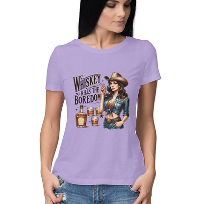 Whiskey Kills The Boredom Women's T-Shirt Iris Lavender Printrove