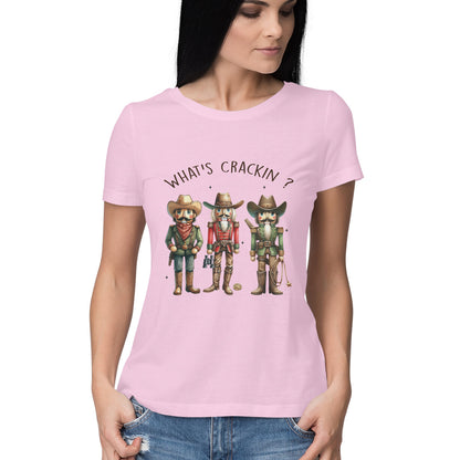 What's Crackin Women's T-Shirt Light Pink Printrove