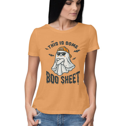 This Is Some Boo Sheet Women's T-Shirt Mustard Yellow Printrove