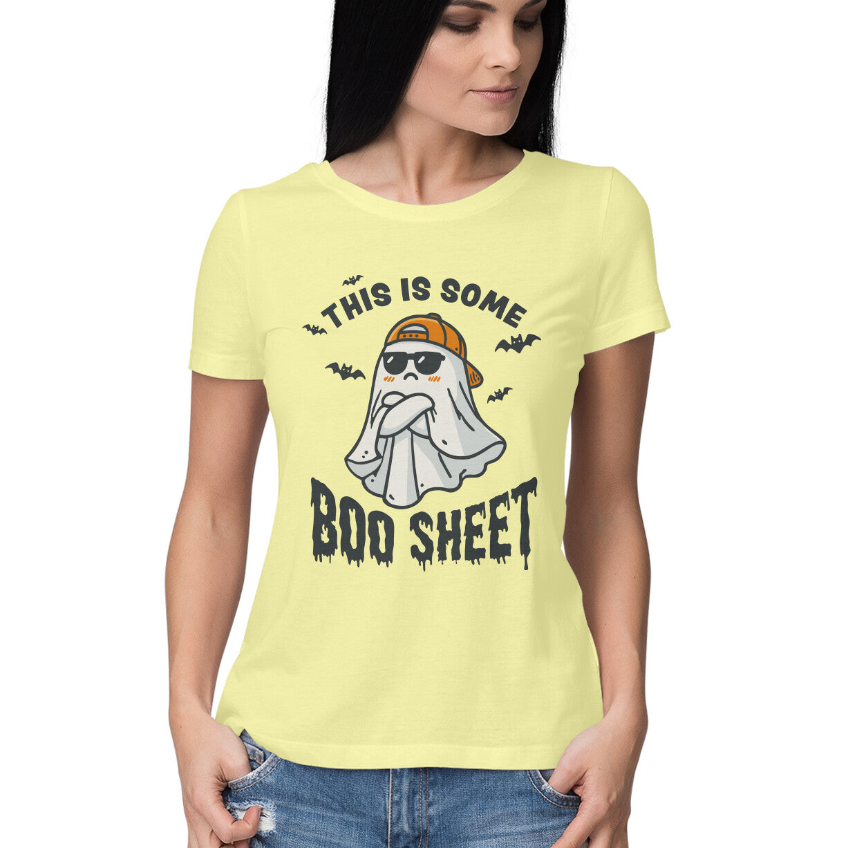 This Is Some Boo Sheet Women's T-Shirt Butter Yellow Printrove