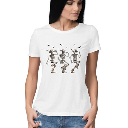 Cowboy Skeletons Dance Women's T-Shirt White Printrove