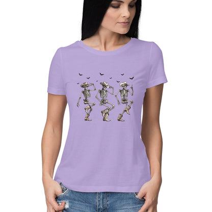 Cowboy Skeletons Dance Women's T-Shirt Iris Lavender Printrove
