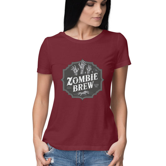 Zombie Brew Women's T-Shirt Maroon Printrove