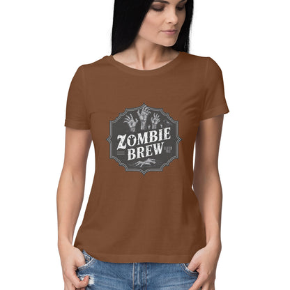 Zombie Brew Women's T-Shirt Coffee Brown Printrove