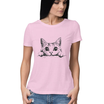 Cute Cat Women's T-Shirt Light Pink Printrove
