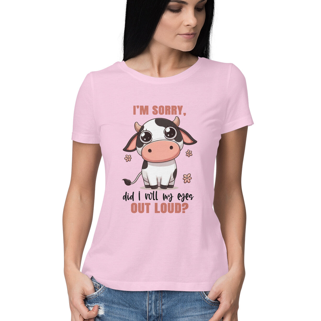 Roll My Eyes Out Loud Women's T-Shirt Light Pink Printrove