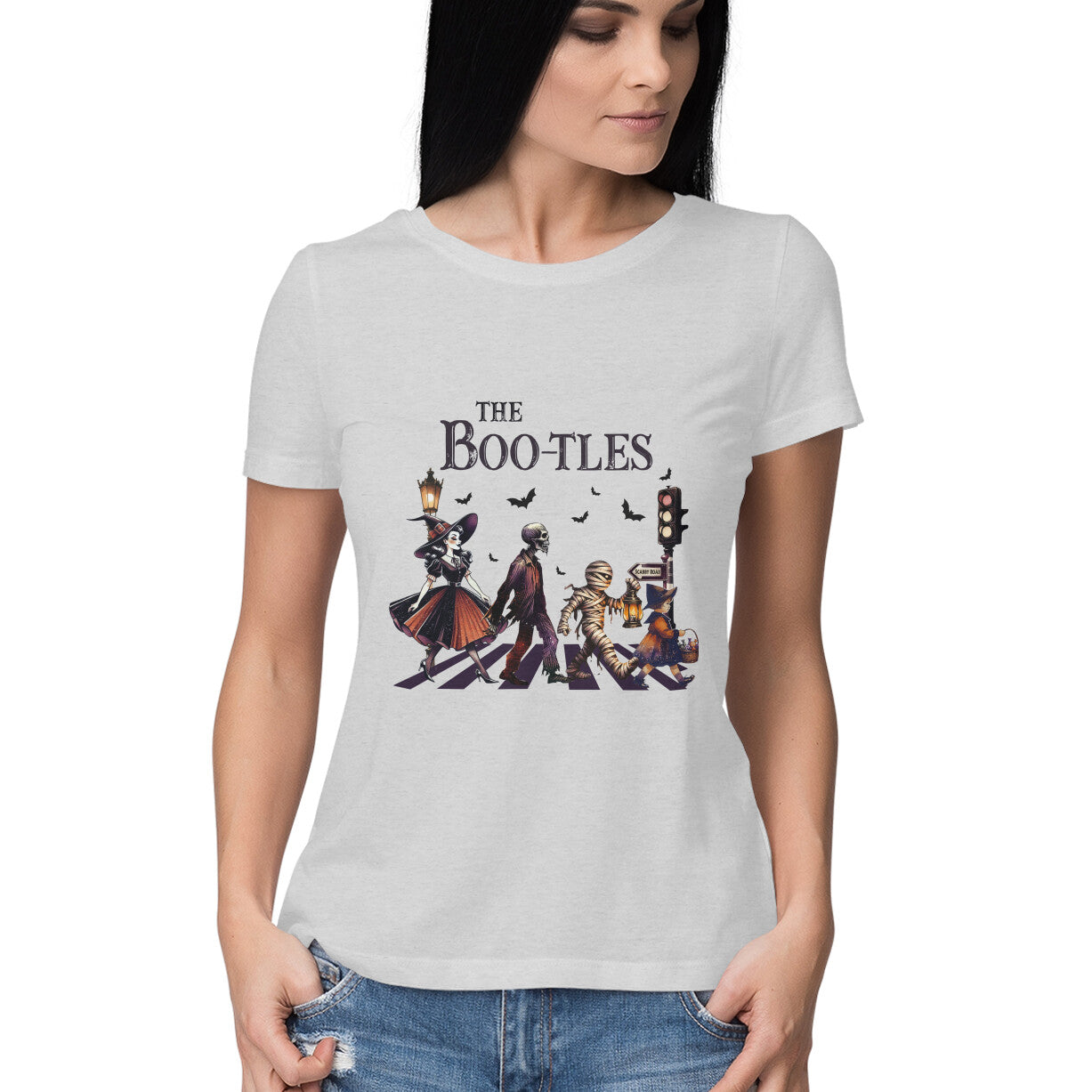 The Bootles Women's T-Shirt Melange Grey Printrove