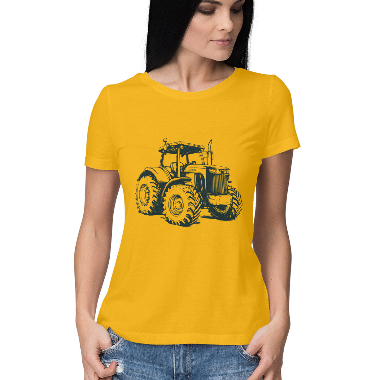 Monster Tractor Women's T-Shirt Golden Yellow Printrove