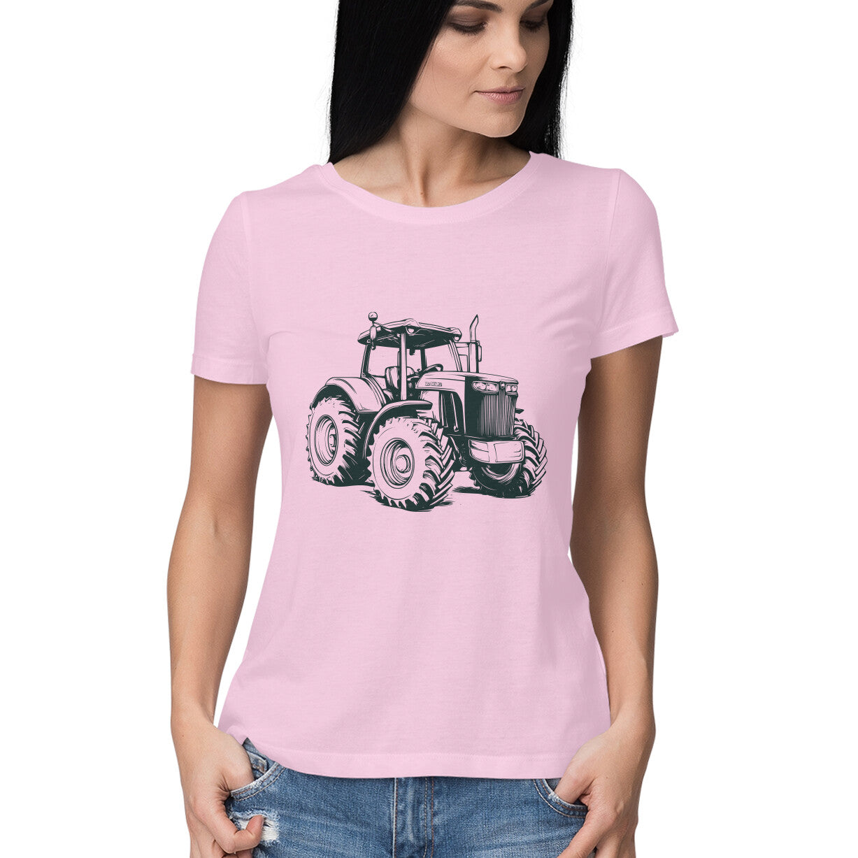 Monster Tractor Women's T-Shirt Light Pink Printrove