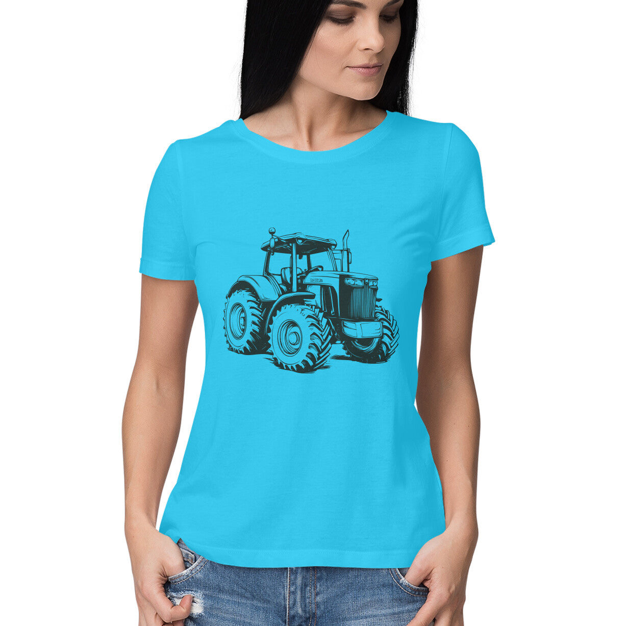 Monster Tractor Women's T-Shirt Sky Blue Printrove