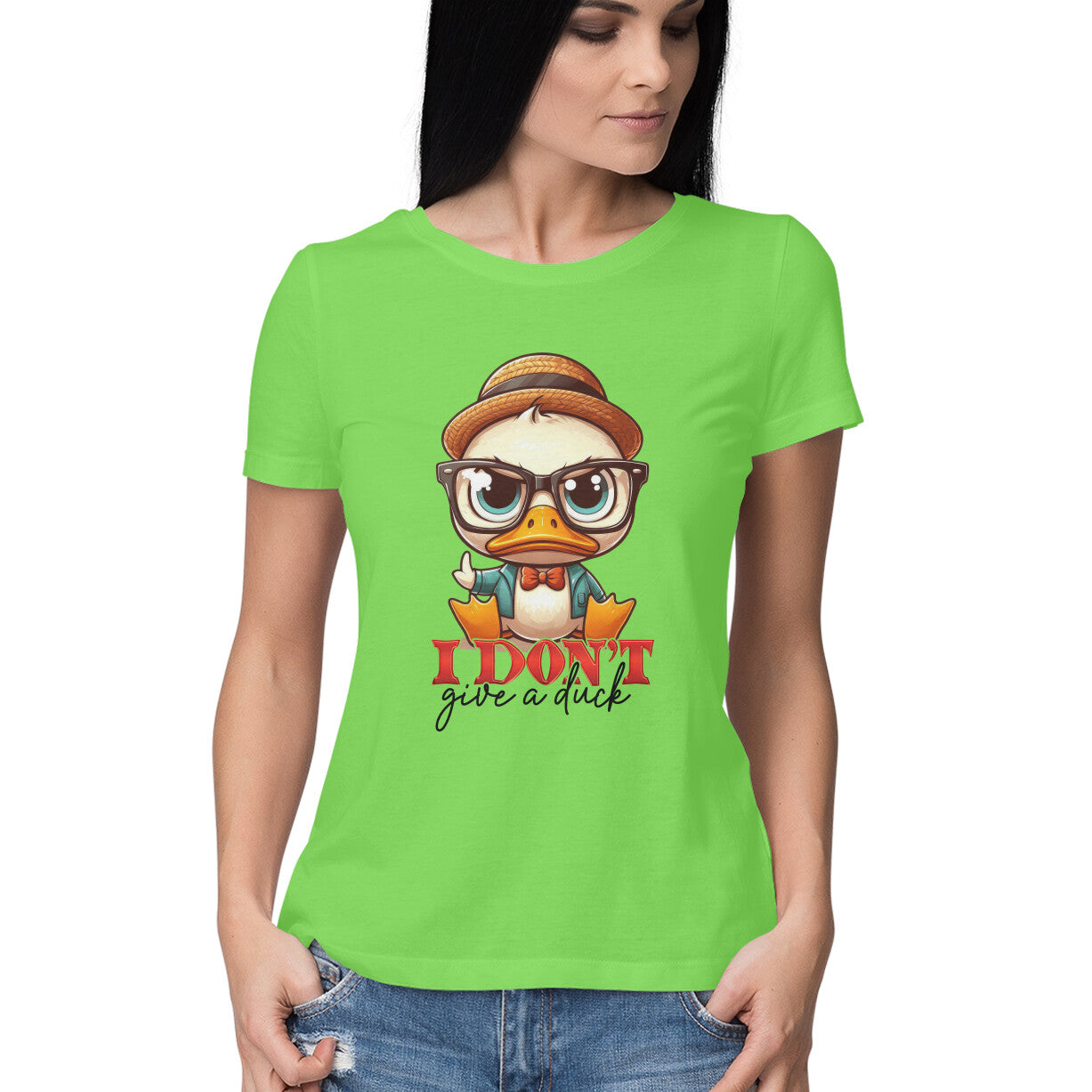 I Don't Give A Duck Women's T-Shirt Liril Green Printrove