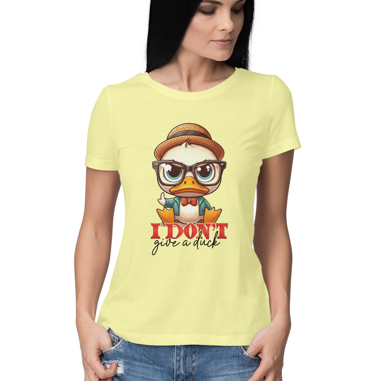 I Don't Give A Duck Women's T-Shirt Butter Yellow Printrove