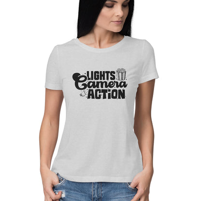 Lights Camera Action Women's T-Shirt Melange Grey Printrove