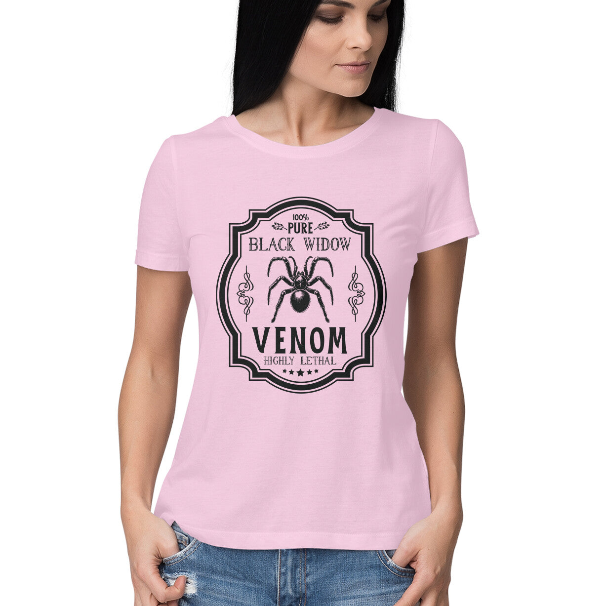 Black Widow Venom Women's T-Shirt Light Pink Printrove