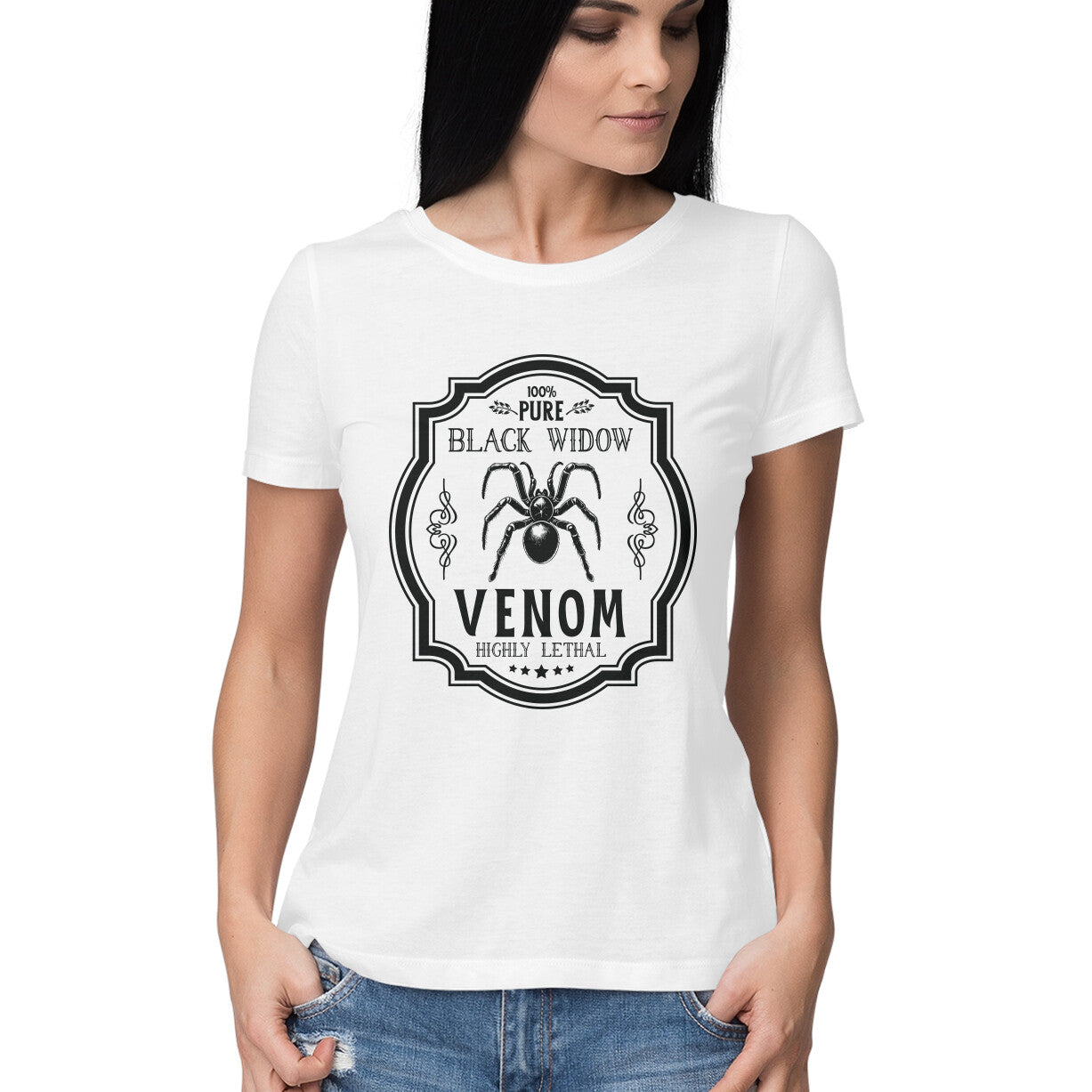 Black Widow Venom Women's T-Shirt White Printrove