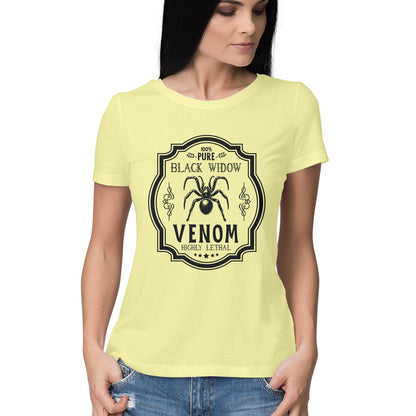 Black Widow Venom Women's T-Shirt Butter Yellow Printrove