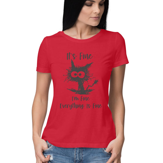 Everything Is Fine Women's T-Shirt Red Printrove