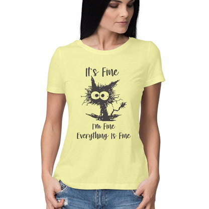 Everything Is Fine Women's T-Shirt Butter Yellow Printrove