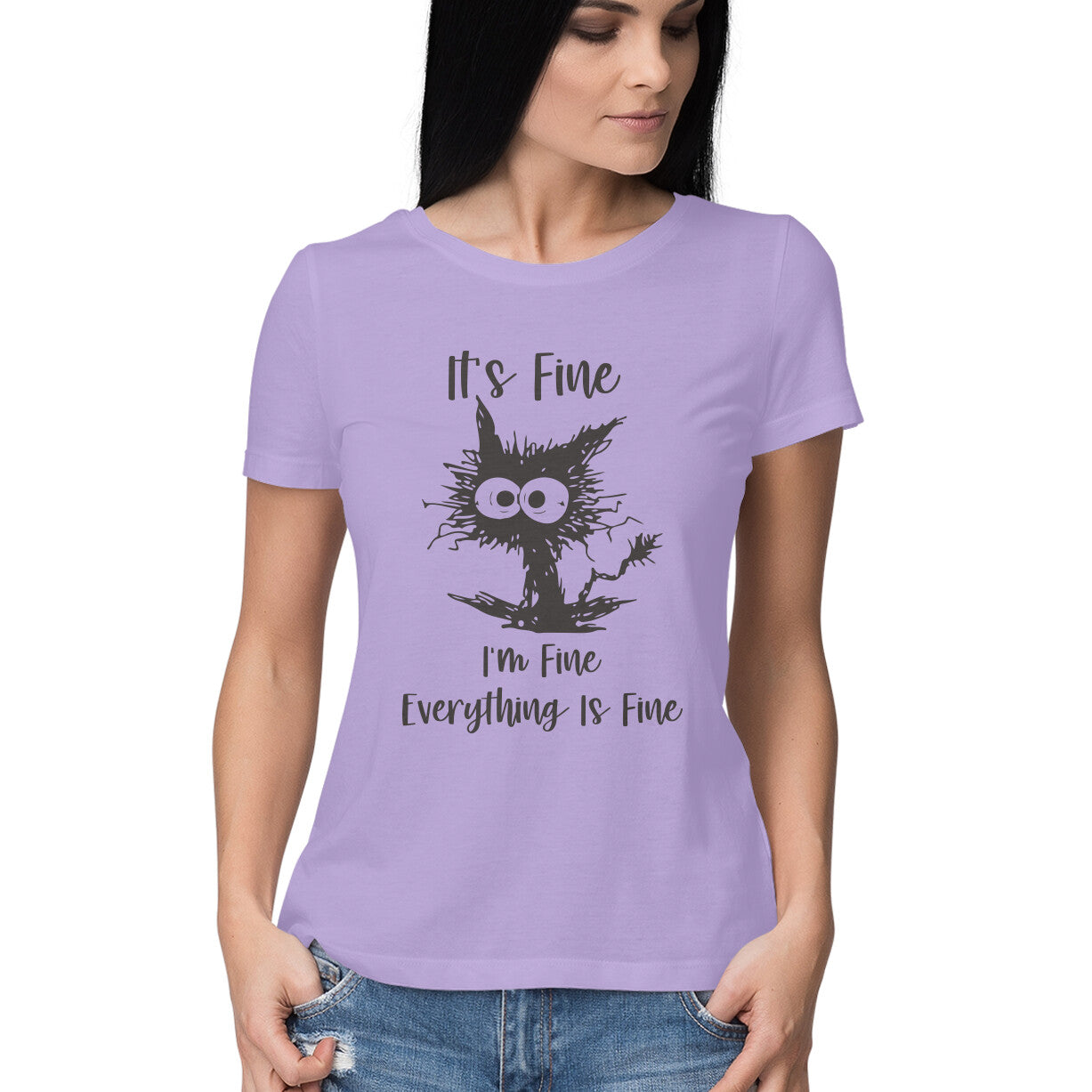 Everything Is Fine Women's T-Shirt Iris Lavender Printrove