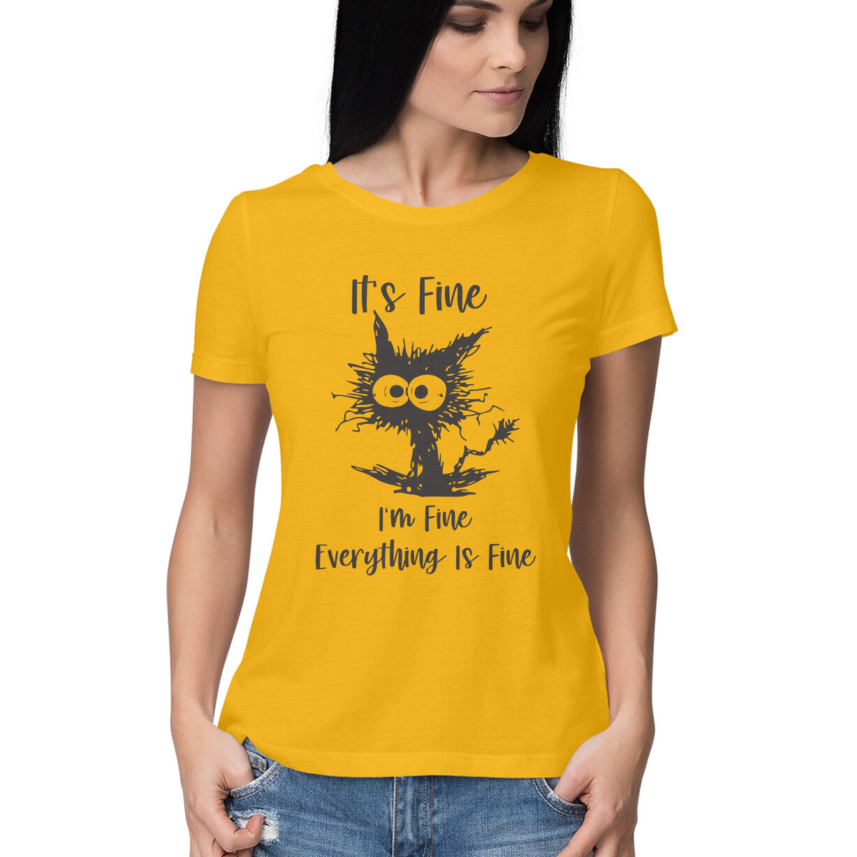 Everything Is Fine Women's T-Shirt Golden Yellow Printrove