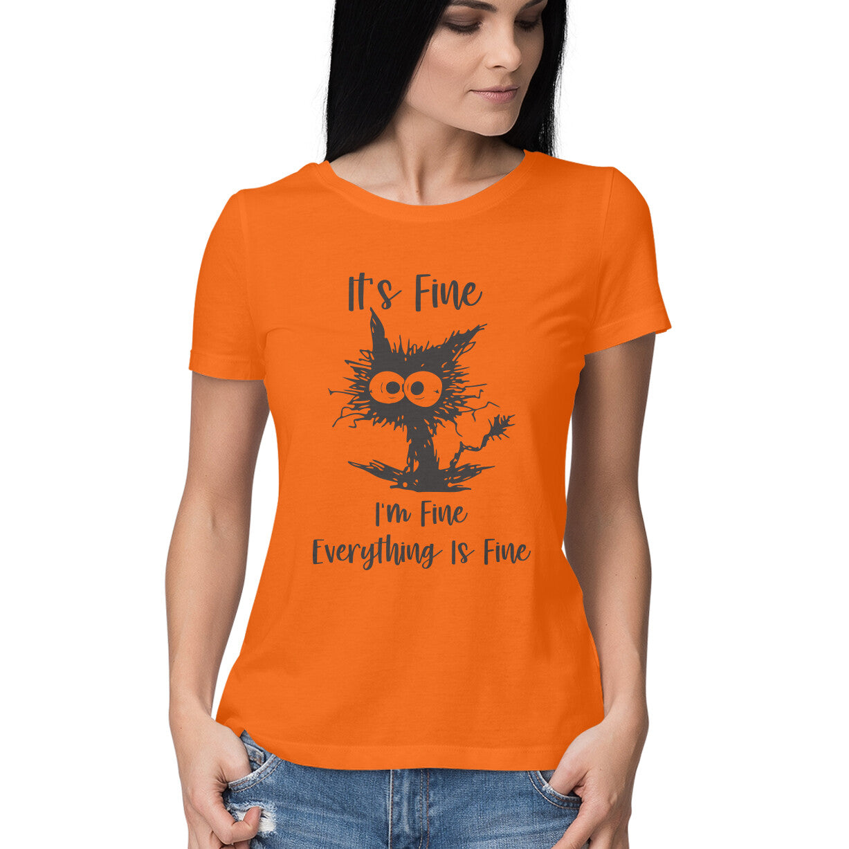 Everything Is Fine Women's T-Shirt Orange Printrove