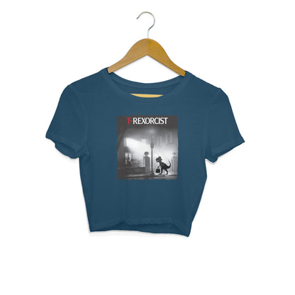 T-Rexorcist Crop Top Navy Blue Printrove
