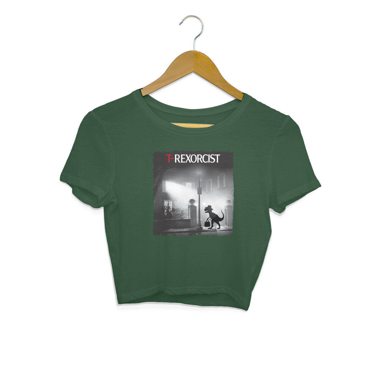 T-Rexorcist Crop Top Olive Green Printrove