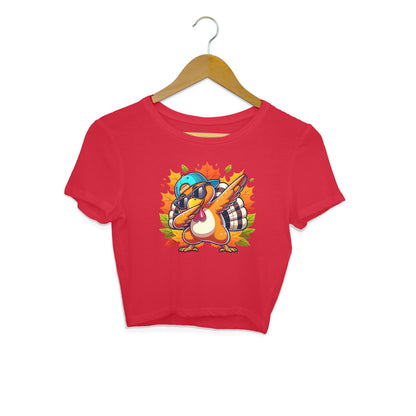 Dabbing Turkey Crop Top Red Printrove