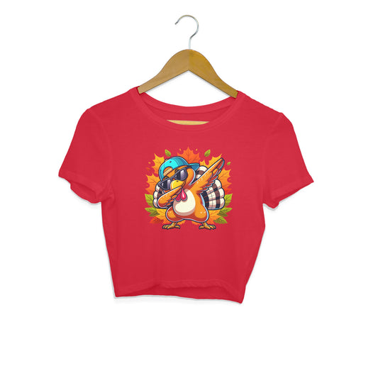 Dabbing Turkey Crop Top Red Printrove