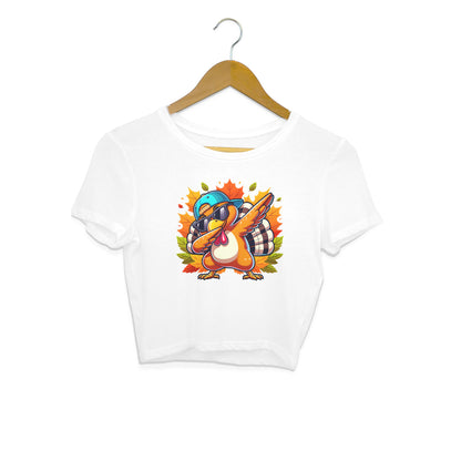 Dabbing Turkey Crop Top White Printrove